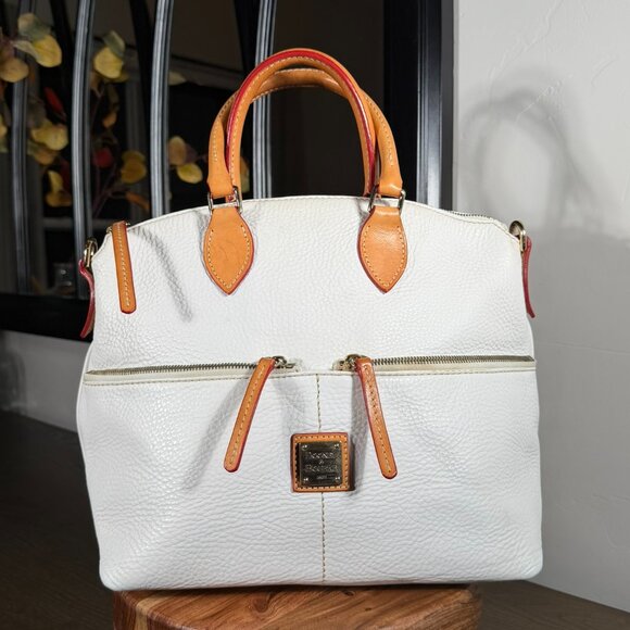 Dooney & Bourke Dillen Double Pocket Satchel — White comes with Strap - Picture 2 of 15